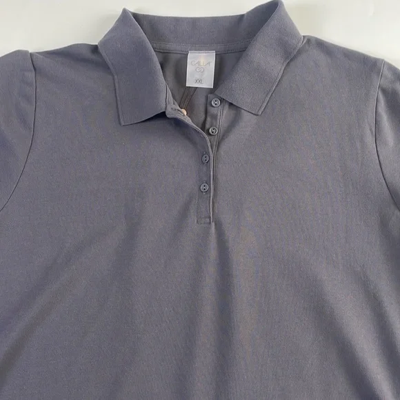 NWT Calia Pique Puff Sleeves Polo T-Shirt XXL Carbon Gray 3/4 Button Down Golf - Picture 6 of 16